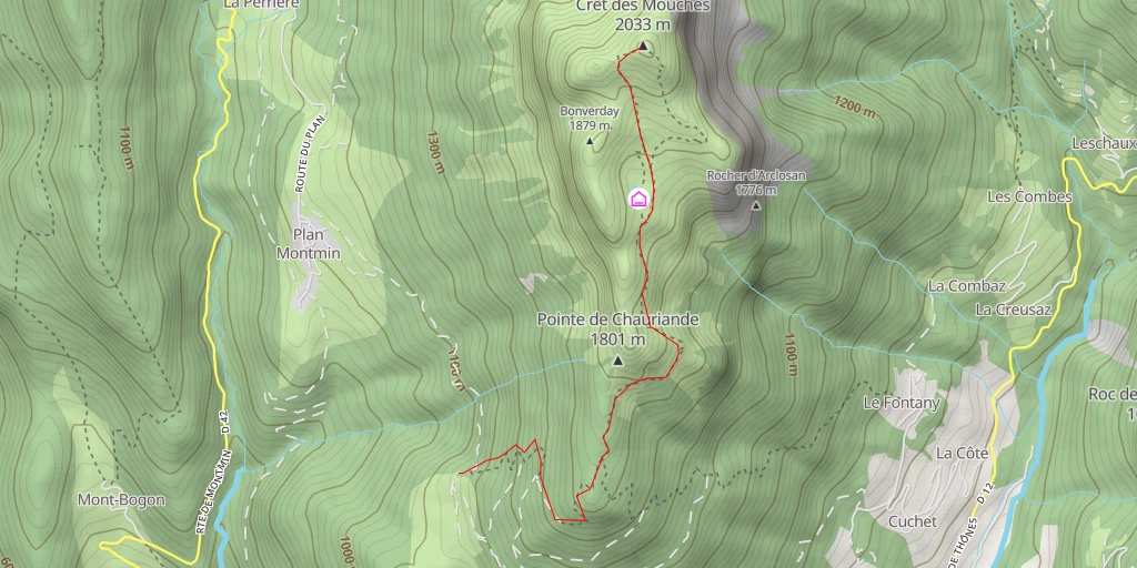 Map of the trail for Crêt des Mouches