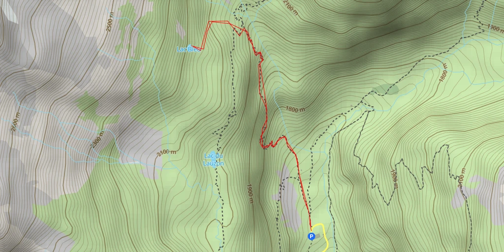 Map of the trail for Lac Bleu