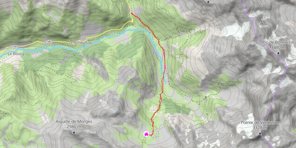 Map of the trail for Refuge de Vallonpierre