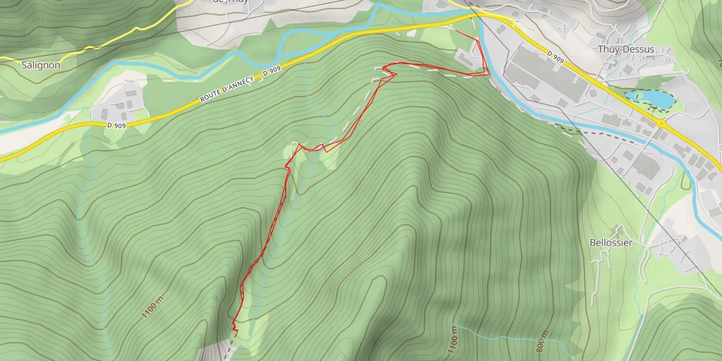 Map of the trail for Refuge Le Lindion