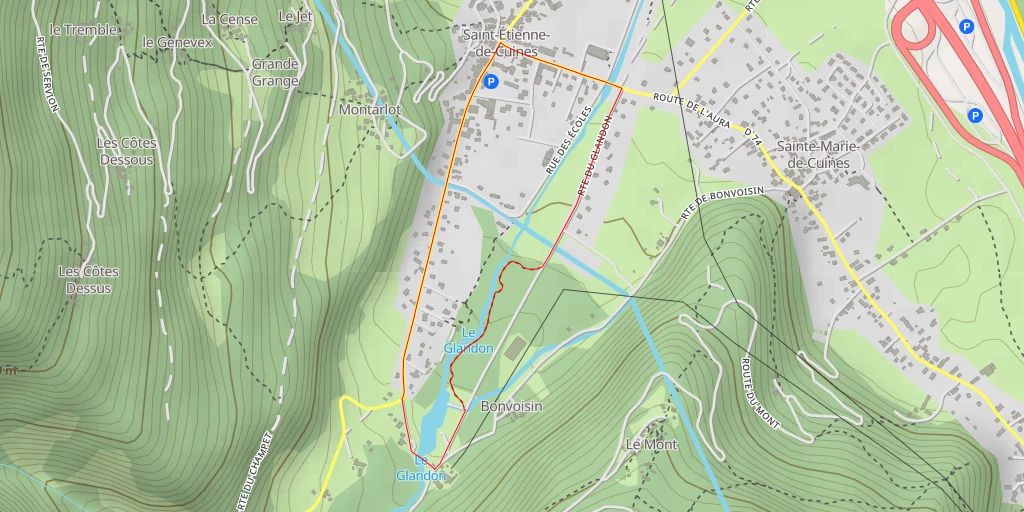 Map of the trail for Le Glandon