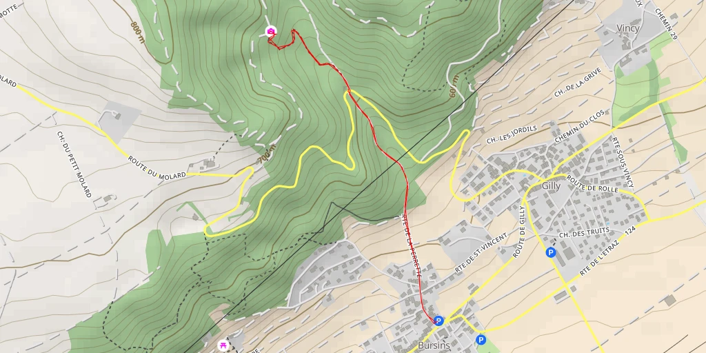 Map of the trail for Route du Molard