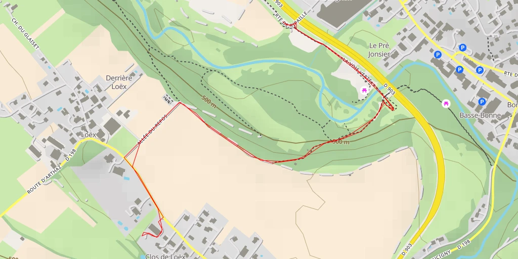 Map of the trail for Route de Loëx