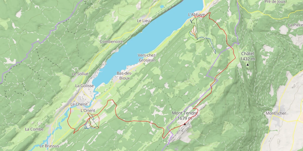 Map of the trail for Mont Tendre Trail de la Vallée de Joux 22K