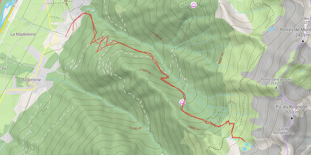 Map of the trail for Lac de Montartier