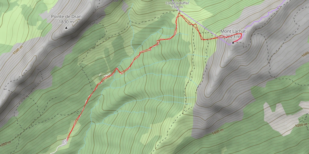 Map of the trail for Mont Lachat