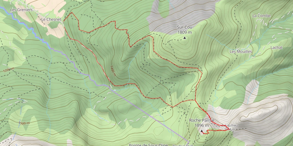 Map of the trail for Roche Parnal