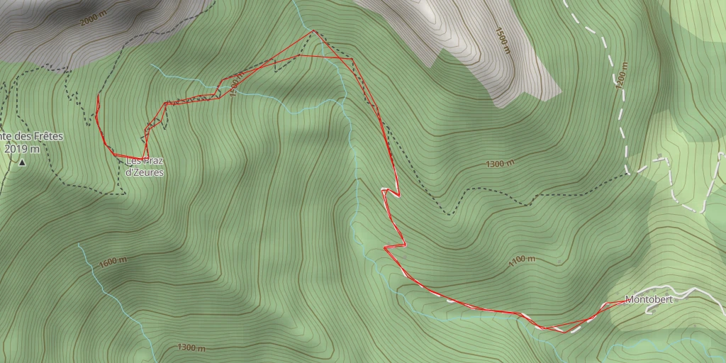 Map of the trail for Combe des Frêtes - Chemin de Praz d'Zeures