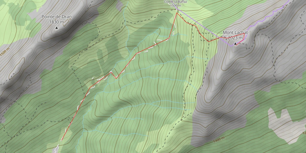 Map of the trail for Mont Lachat (Thônes) Couloir N