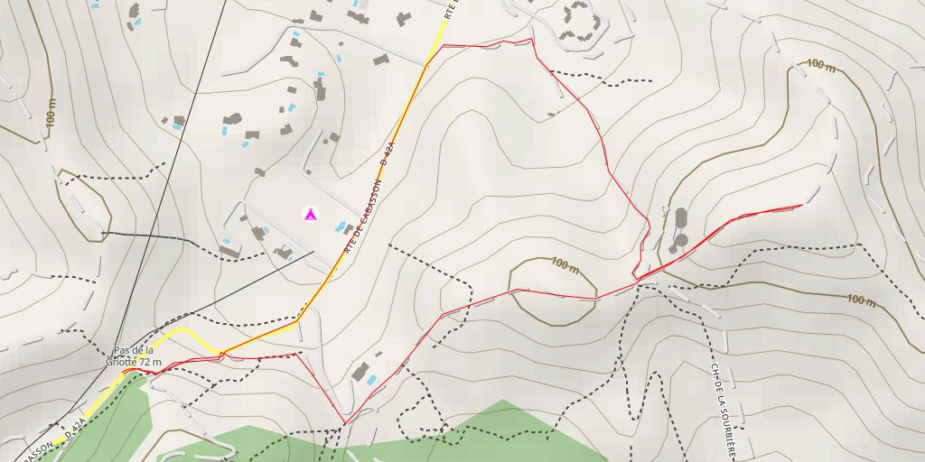 Map of the trail for Chemin de la Sourbière - Chemin de la Sourbière