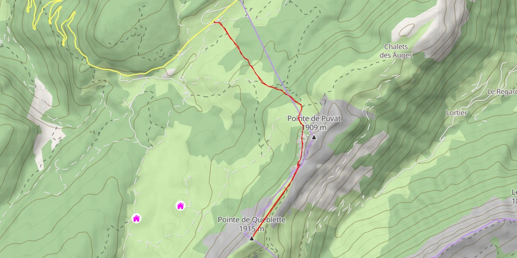 Map of the trail for Pointe de Queblette