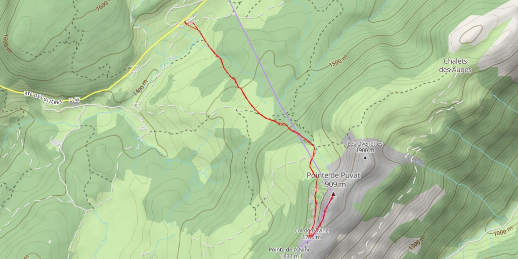 Map of the trail for Pointe de Puvat