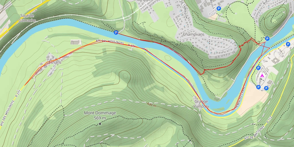 Map of the trail for Route des Moulinots - Route des Moulinots