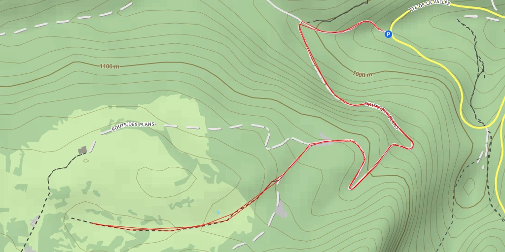 Carte de l'itinéraire :  combe du cimetière - Route des Plans