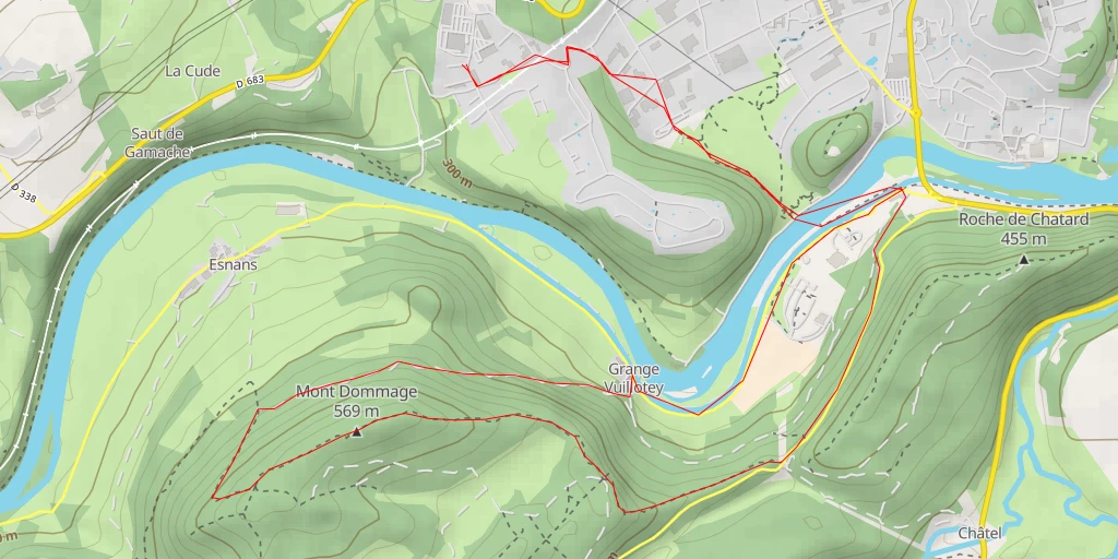 Carte de l'itinéraire :  Mont Dommage