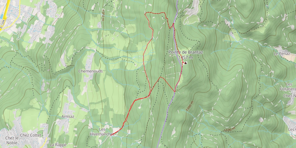 Map of the trail for Pointe de Brantaz Geocaching depuis les Affamés