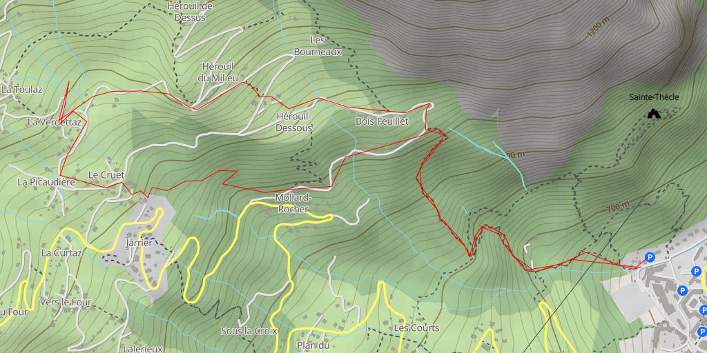 Map of the trail for Route de Vers le Pré