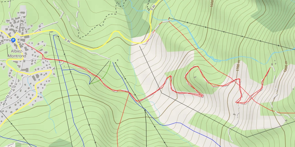 Map of the trail for Chemin du Plan des Champs - Albiez-Montrond