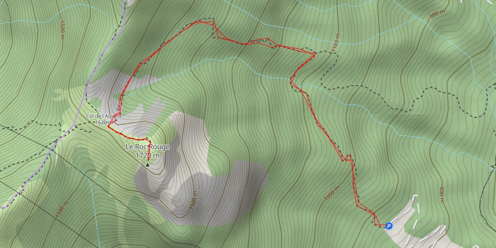 Map of the trail for Le Roc Rouge