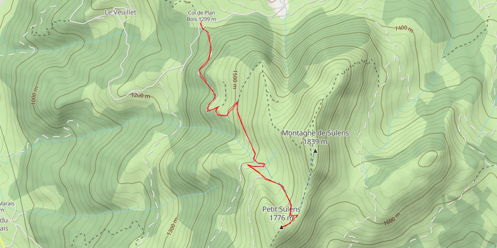 Map of the trail for Petit Sulens