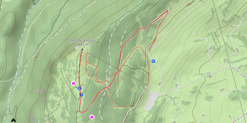 Map of the trail for Dent de Vaulion Versant SE - Depuis le chalet du Morez