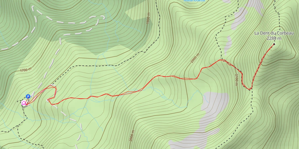 Map of the trail for La Dent du Corbeau