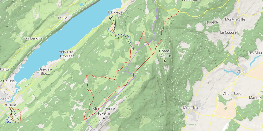 Map of the trail for La Racine Mollendruz > Croisettes > Duchatte > la Racine > le Mazel > Mollendruz