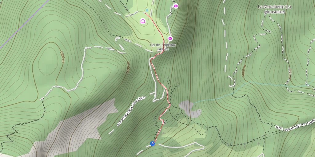Map of the trail for Route Forestière de l'Alpettaz