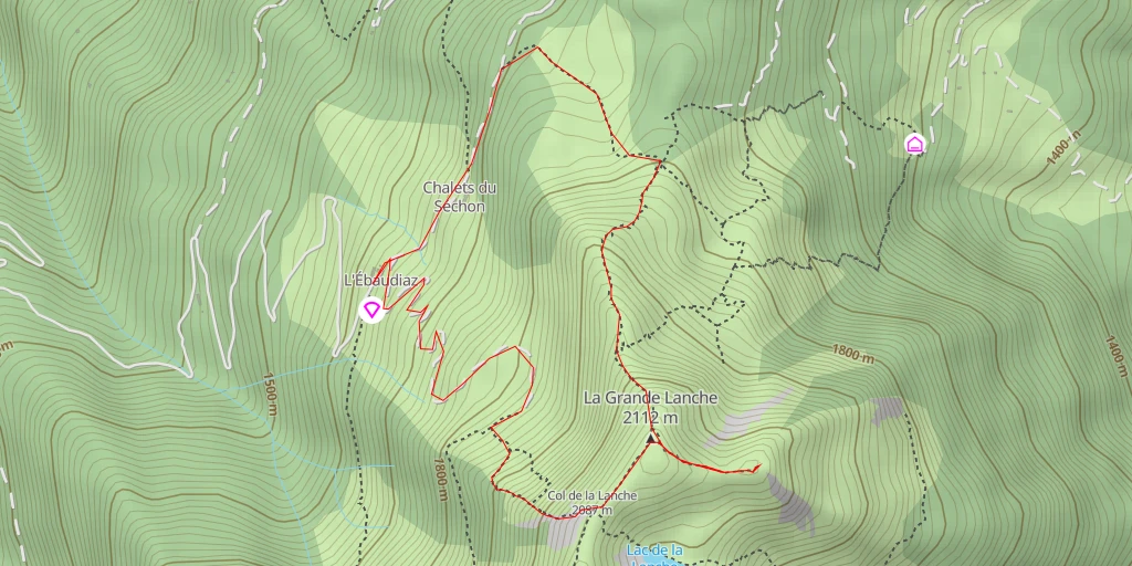 Map of the trail for Croix de la Lanche