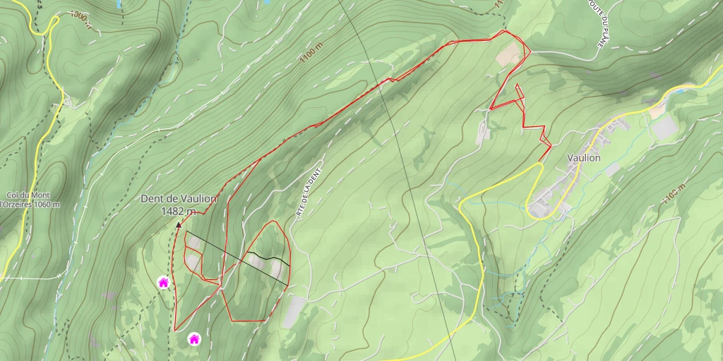 Map of the trail for Dent de Vaulion De Vaulion