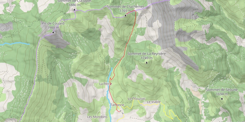 Map of the trail for Sommet de Cluchemet