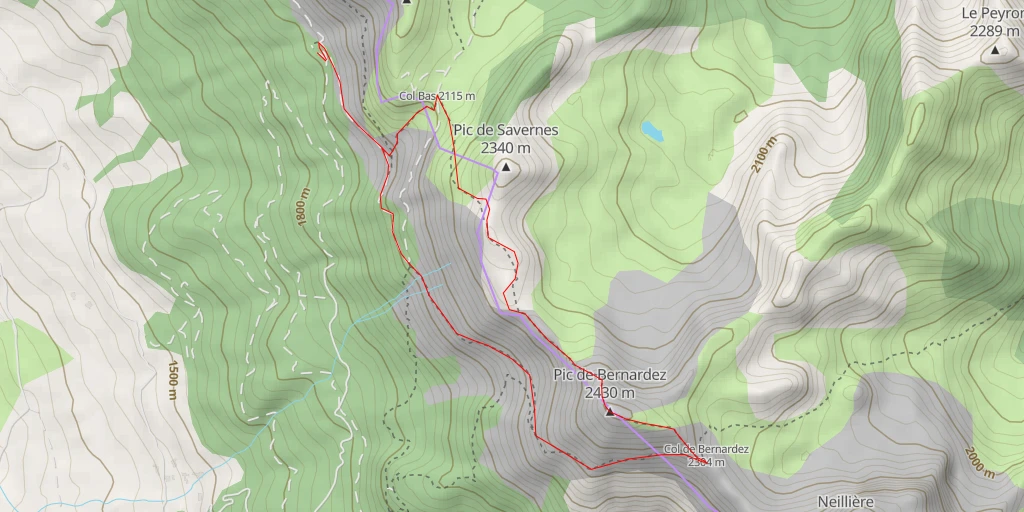 Map of the trail for Pic de Bernardez