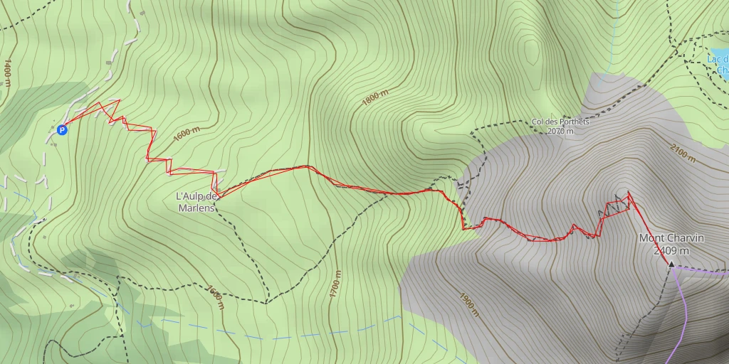 Carte de l'itinéraire :  Mont Charvin