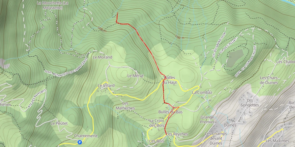 Carte de l'itinéraire :  Chemin de la Lâstiére (La Lâchère)