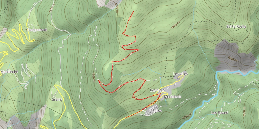 Map of the trail for Sommet de la Combe des Hurtières