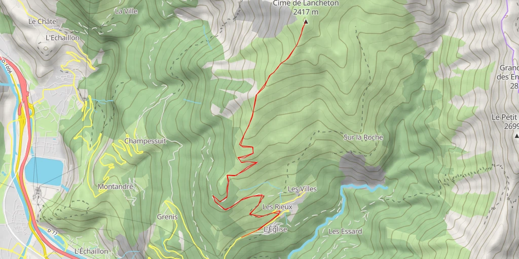 Map of the trail for Cime de Lancheton