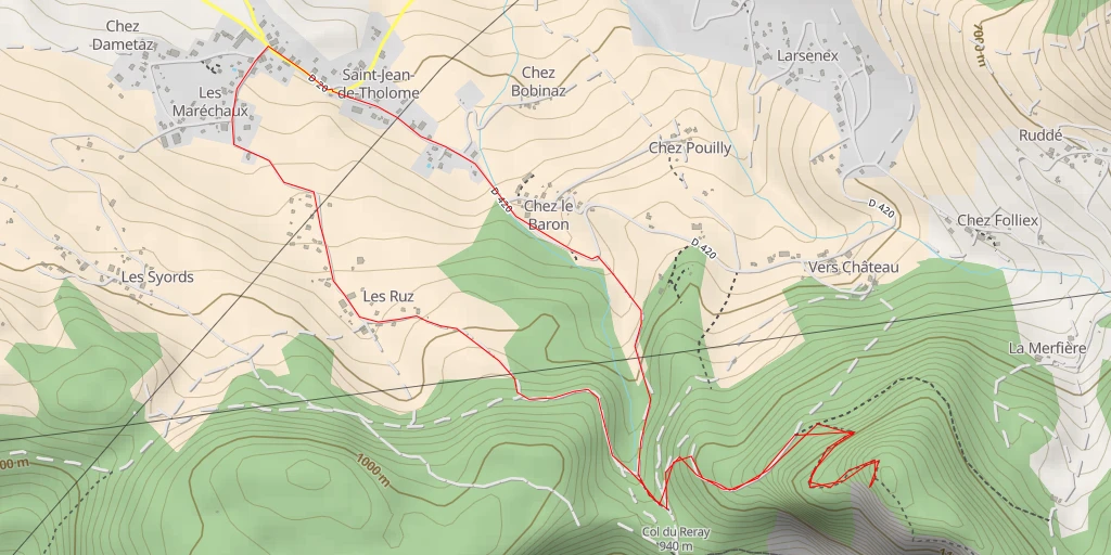 Map of the trail for Chemin du Bois des Boeufs