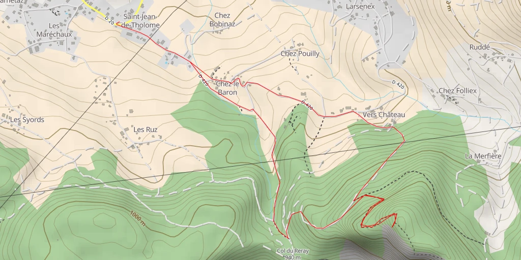 Map of the trail for AI - Rochers de l'Aigle