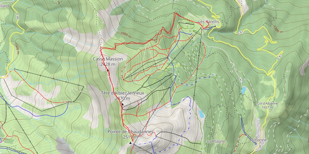 Map of the trail for Pointe de Chaudannes