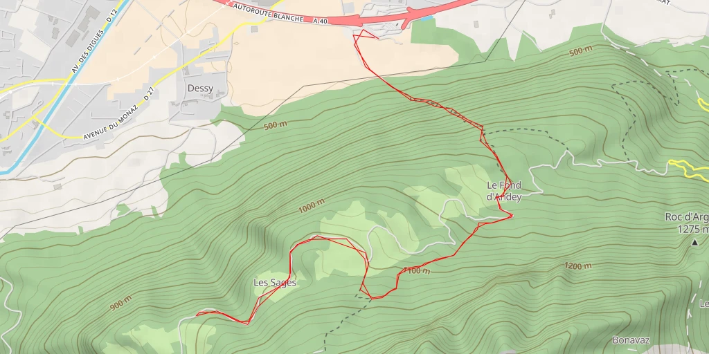 Map of the trail for Route du Plateau d'Andey