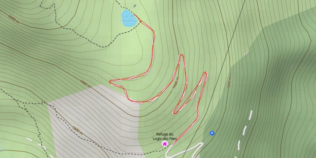 Map of the trail for Lac de l'Arpettaz