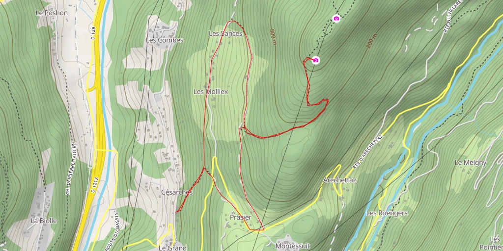 Map of the trail for Route d'Arechettaz