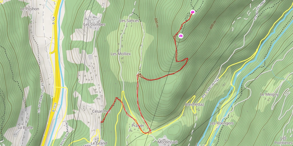 Map of the trail for Chemin du Moille