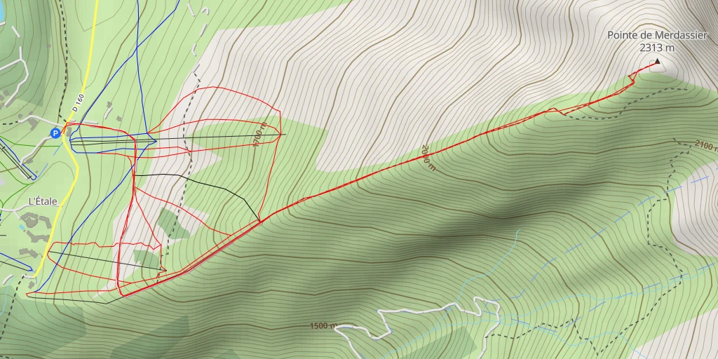 Map of the trail for Pointe de Merdassier