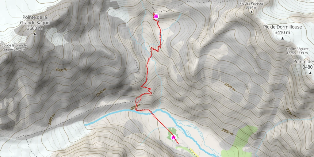 Map of the trail for Refuge du Glacier Blanc