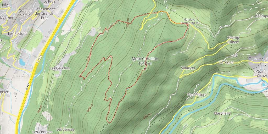Map of the trail for Lac de Cornillon