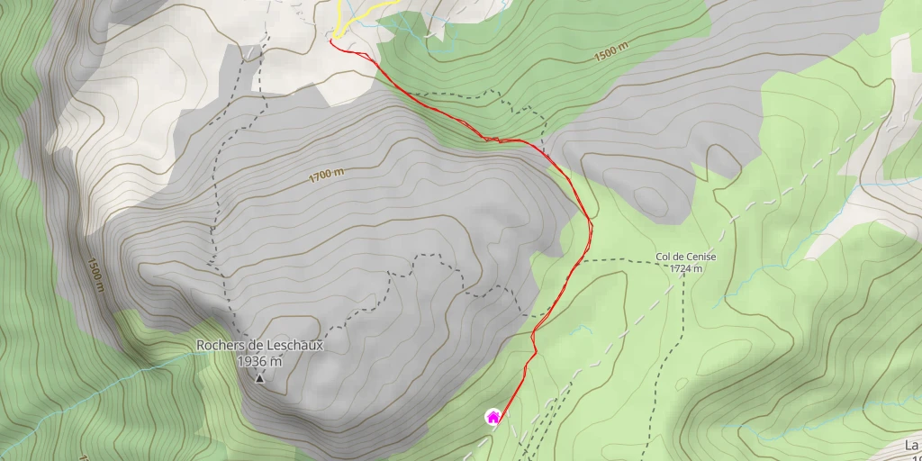 Map of the trail for Chalet Refuge de Cenise
