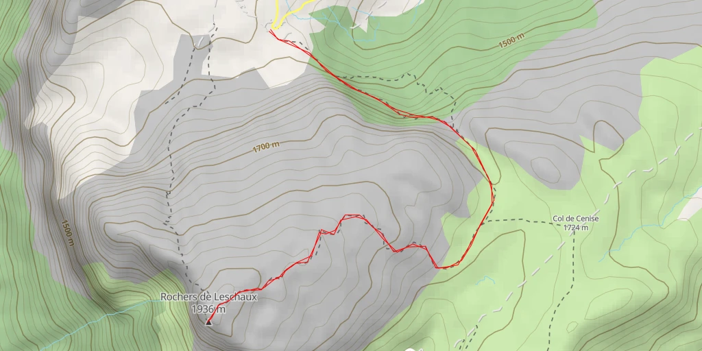 Map of the trail for Rochers de Leschaux