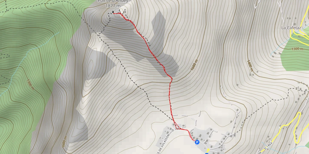 Carte de l'itinéraire :  Route du Plateau d'Andey