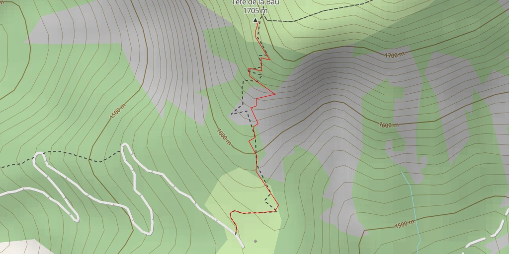 Map of the trail for Tête de la Bau